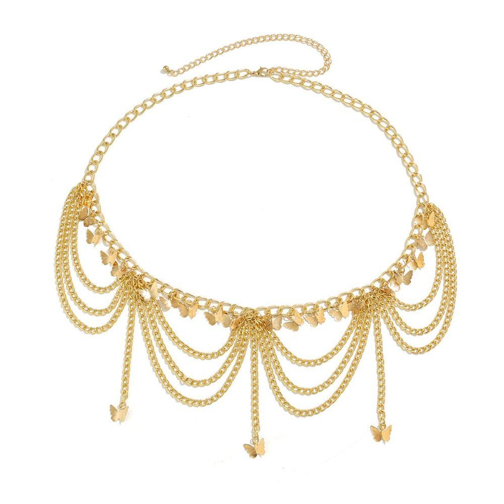 Silver Metal Body Chain Body Jewelry Pearl Tassel Waist Chain Vintage   Girls