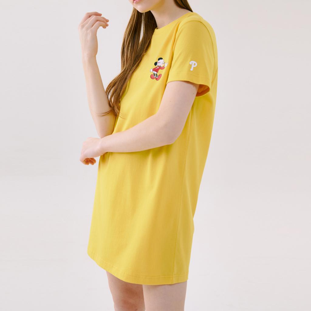 New MLB X Disney Short Sleeved Dress Women's Yellow 31OPK1031-10Y
