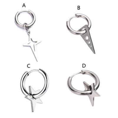 Hollow Hoop Earring Big-Star Earrings Stud Earring Stainless Steel Earring Women Jewelry Star Inverted Triangle-Earring