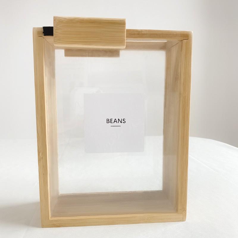 Creative Bamboo Cereal Dispenser with Transparent Panel