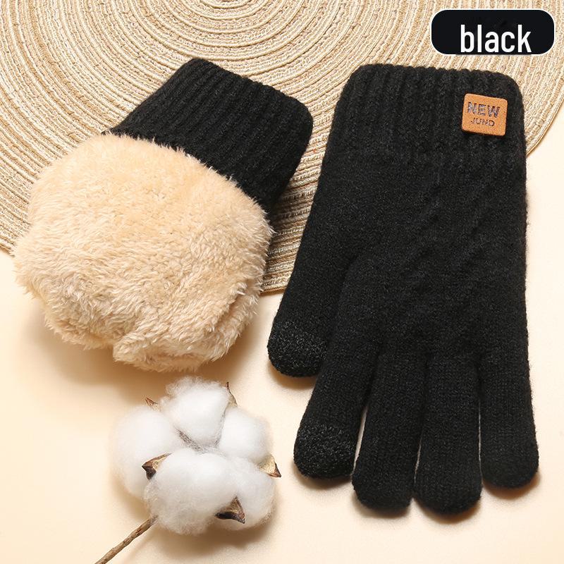 Women's Winter Knitted Gloves, Double-Layer Velvet, Thickened, Cold-Proof, Warm, Touchscreen, Perfect for Outdoor Cycling.