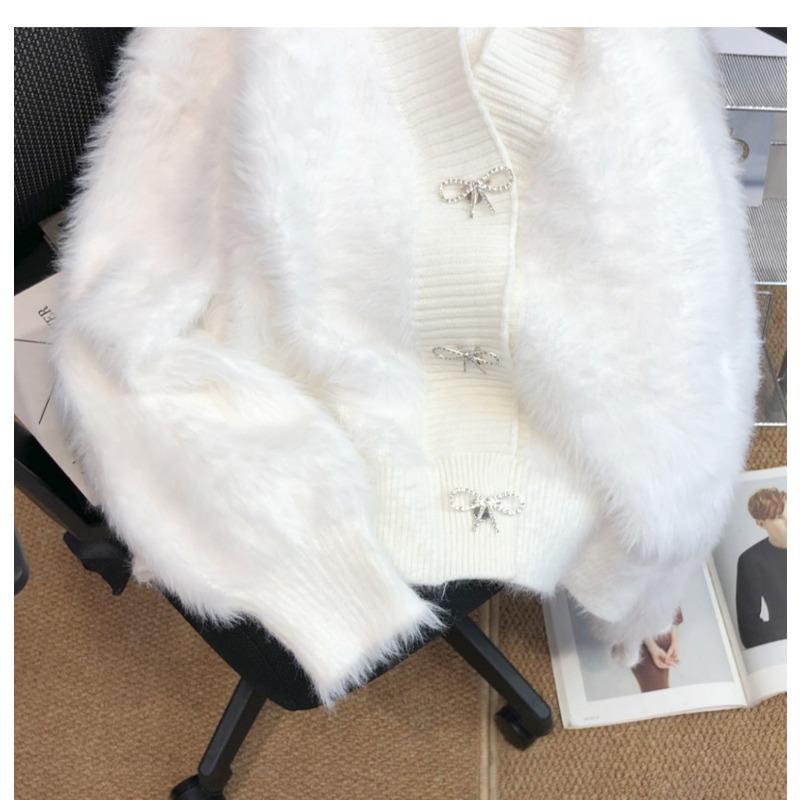 Damenmode, lässig, Herbst/Winter, einfarbig, bedruckt, langärmelig, V-Ausschnitt