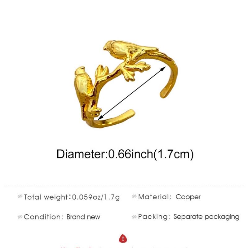 New Arrival Silver Gold Tree Branch Golden Birds Open Rings For Women Female Ring
