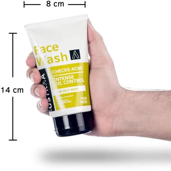 Ustraa Face Wash - Oily skin - 100g - Specially formulated for Oily Skin | With Key lime & Basil extract | Remove excess Oil & Dirt
