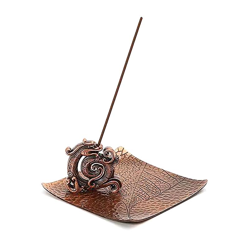 Lucky Feng Shui Copper Chinese Dragon Creative Retro Incense Holder Household Indoor Line Incense Burner Home Decor Craft