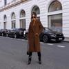 2024 Bestseller Women's Winter Simple Solid Long Sleeve Mid-Length Wool Coat