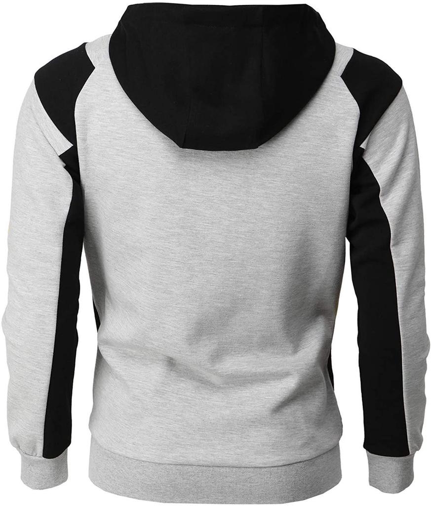 Men's Casual Patchwork Hoodie Jacket - Plus Size