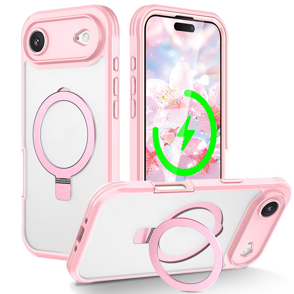 For iPhone 17 Air Case Skin Touch Solid Color TPU+PC Phone Cover with Magnetic Kickstand