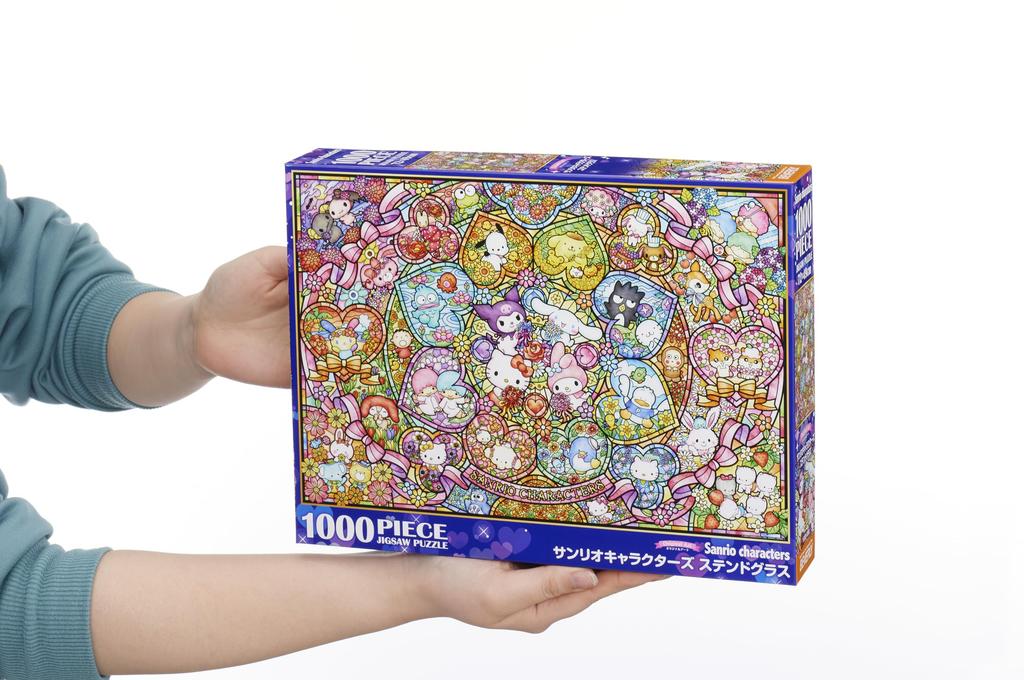 Beverly 1000-Piece Jigsaw Puzzle, Sanrio Characters Stained Glass (49x72cm), Made In Japan, 1000-088