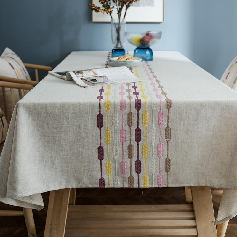 Cotton And Linen Waterproof Modern Geometric Water Drop Table Flag Embroidered Geometric Tablecloth Rectangular Coffee Table Tablecloth Table Cloth