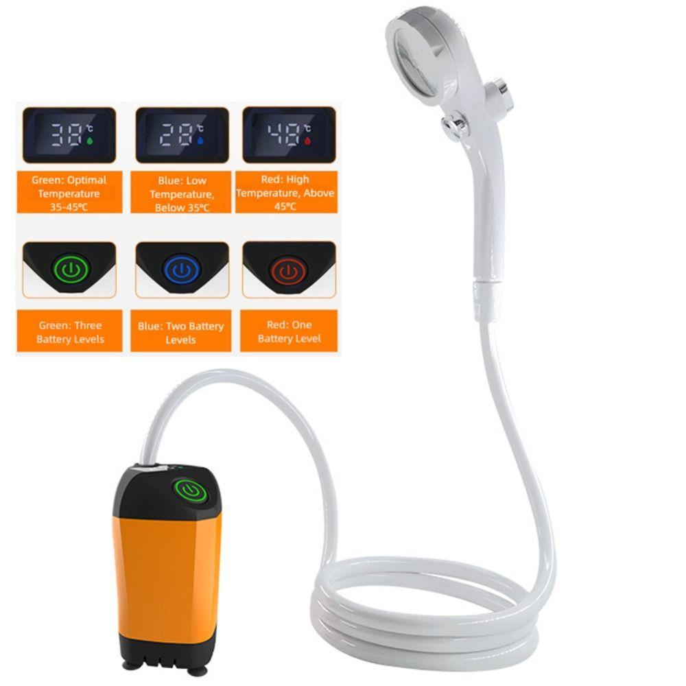 Temperature & Battery Digital Display Portable Camping Shower  Hiking Travel Beach