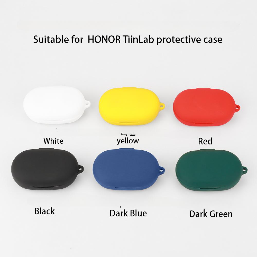For HONOR TiinLab Case Solid Color Silicone Shockproof Bluetooth Earphone Cover for HONOR Tiin Lab Hearphone Box