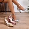 2025 Spring and Summer New French One Buckle Strap High Heels Block Heel Fashion Pointed Toe Women's Singles