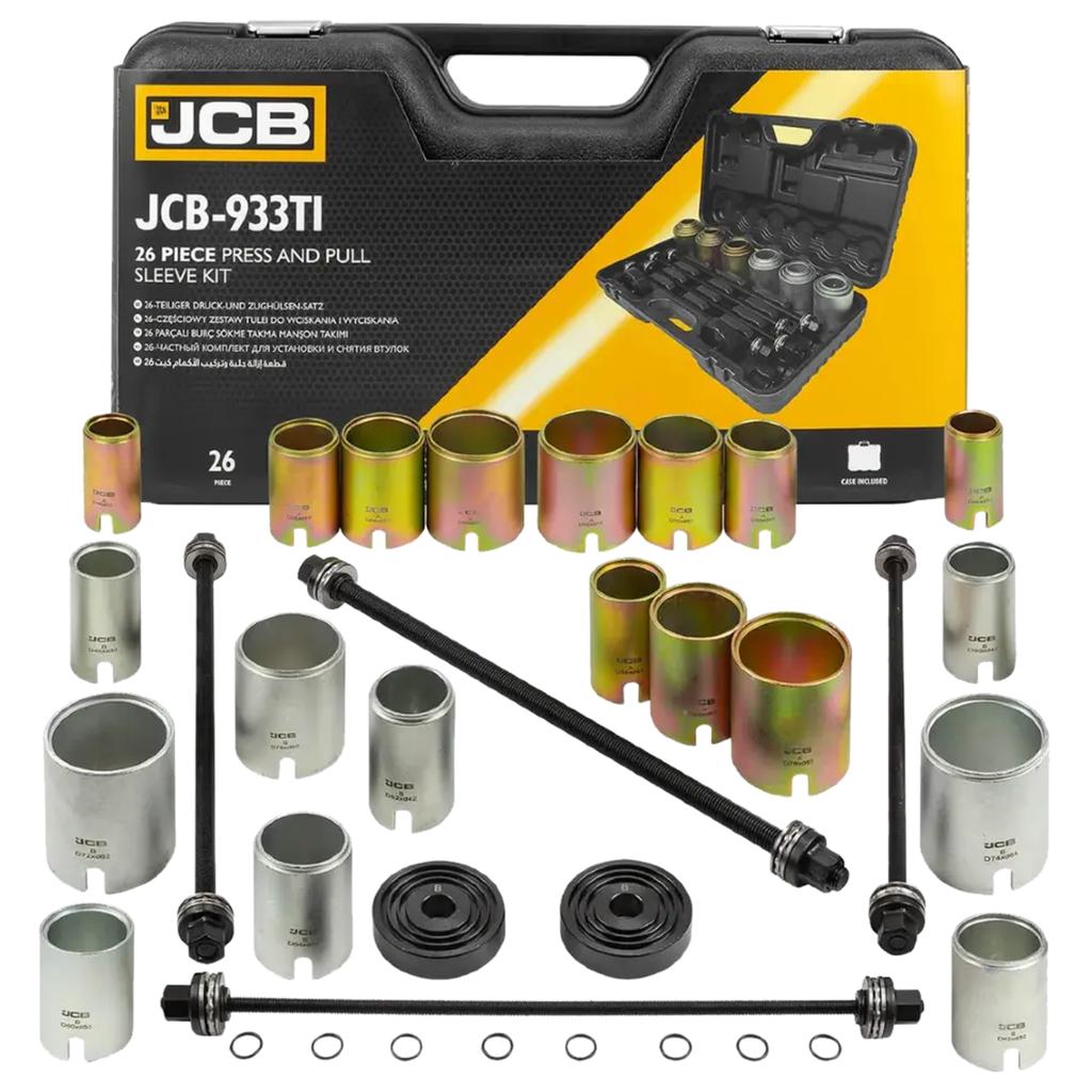 JCB Set of swing arm bushing pullers, bearings, pins, adapters, 26 pieces