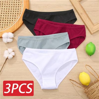 3 bucăți/set chiloți din bumbac slip pentru femei cu design jacquard chiloți sexy pentru femei chiloți intimi de culoare solidă S-XL