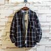 Men Casual Loose Plaid Long Sleeve Stand Collar Fashion Shirt