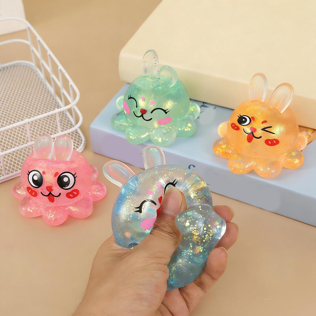 Dumpling Squishy Stress Toy Easter Figure Glitter Filled Rabbit Squeezable Stresses Hand Toys For Kids Adults Squish Dumplings