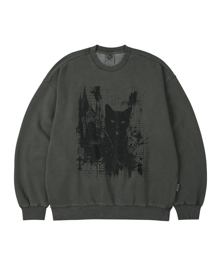 WILDROCK Gothic Castle Cat Pigment Oversized Sweatshirt_5 Col