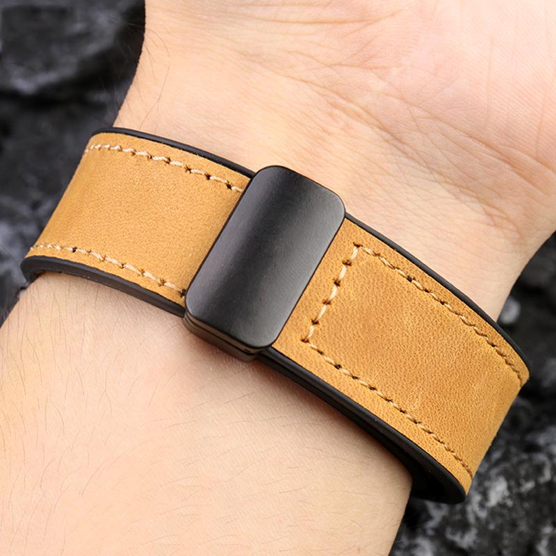 For G-SHOCK Casio DW5600 DW-5600 GW-B5600 GM-5600 Modified Retro Belt Vintage Cowhide Silicone Bottom Magnetic Buckle Strap 16mm