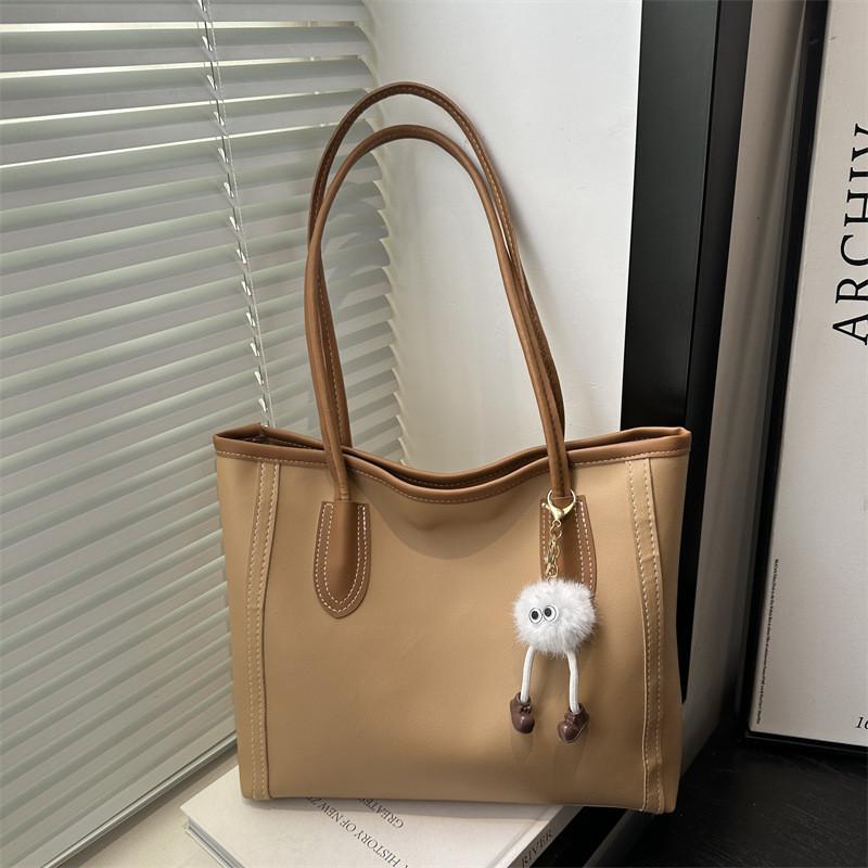 Stylish Black White Brown Khaki Pu Tote Bag For Autumn Winter Commuting With Versatile Design