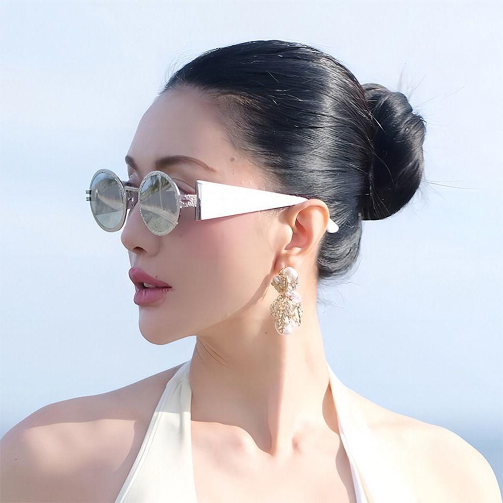 Fashion Round Punk Sunglasses Oval UV Protection Hip Hop Shades Retro Travel Streetwear Eyewear for Women & Men