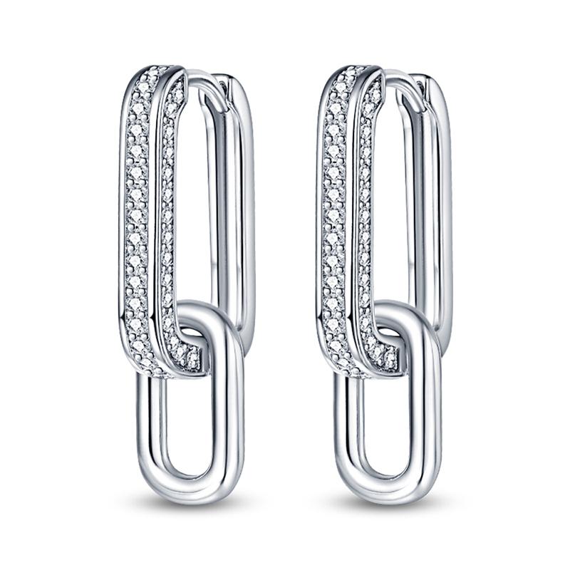 

New in 925 Silver Square Loop Earrings Jewelry Women Luxury Designer Earrings Friend Graduation Present