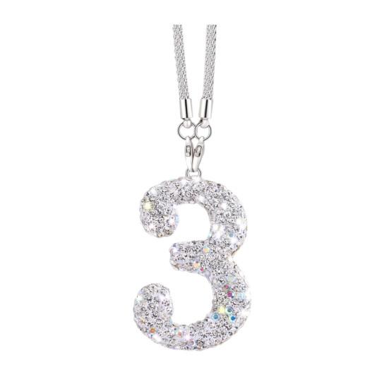 Bling Car Rear View Mirror Accessories Rhinestone Numbers Hanging Ornament 0-10 Automotive Interior Pendant for Women