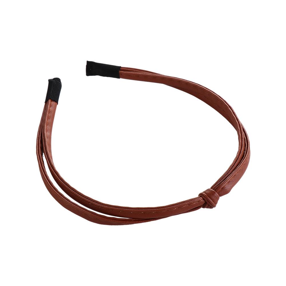Women Hairpin Hair Clip Gilrl Headband Knotted PU Leather Headband Female Hair Accessories Thin Hair Band Korean Style Headwear