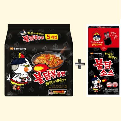 Samyang Buldak Ramen & Spicy Sauce Stick Set - Ramen 5Packs +Sauce 10Sticks