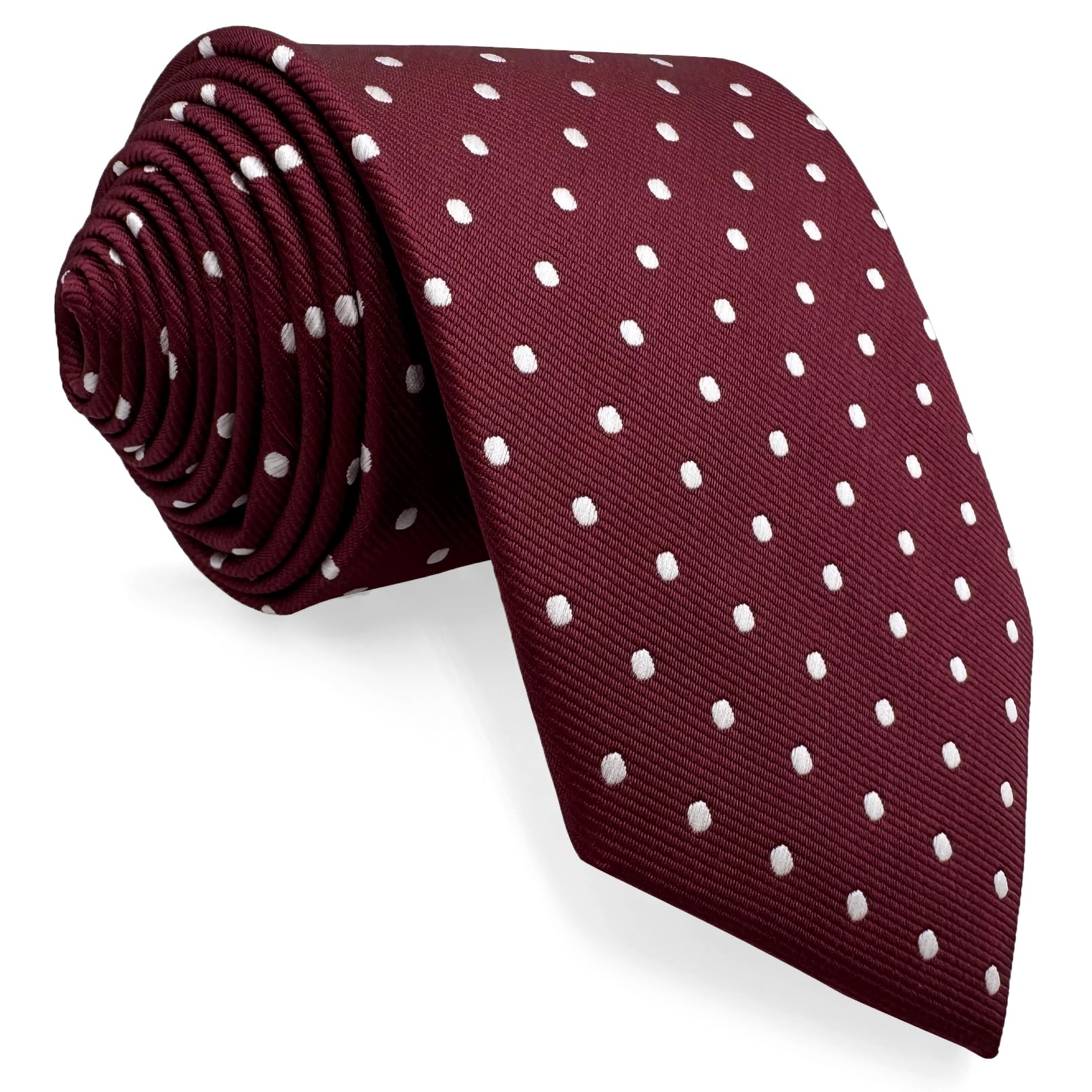 SHLAX&WING Red Polka Dot Maroon Wedding Tie for Men, Fashion, 147cm