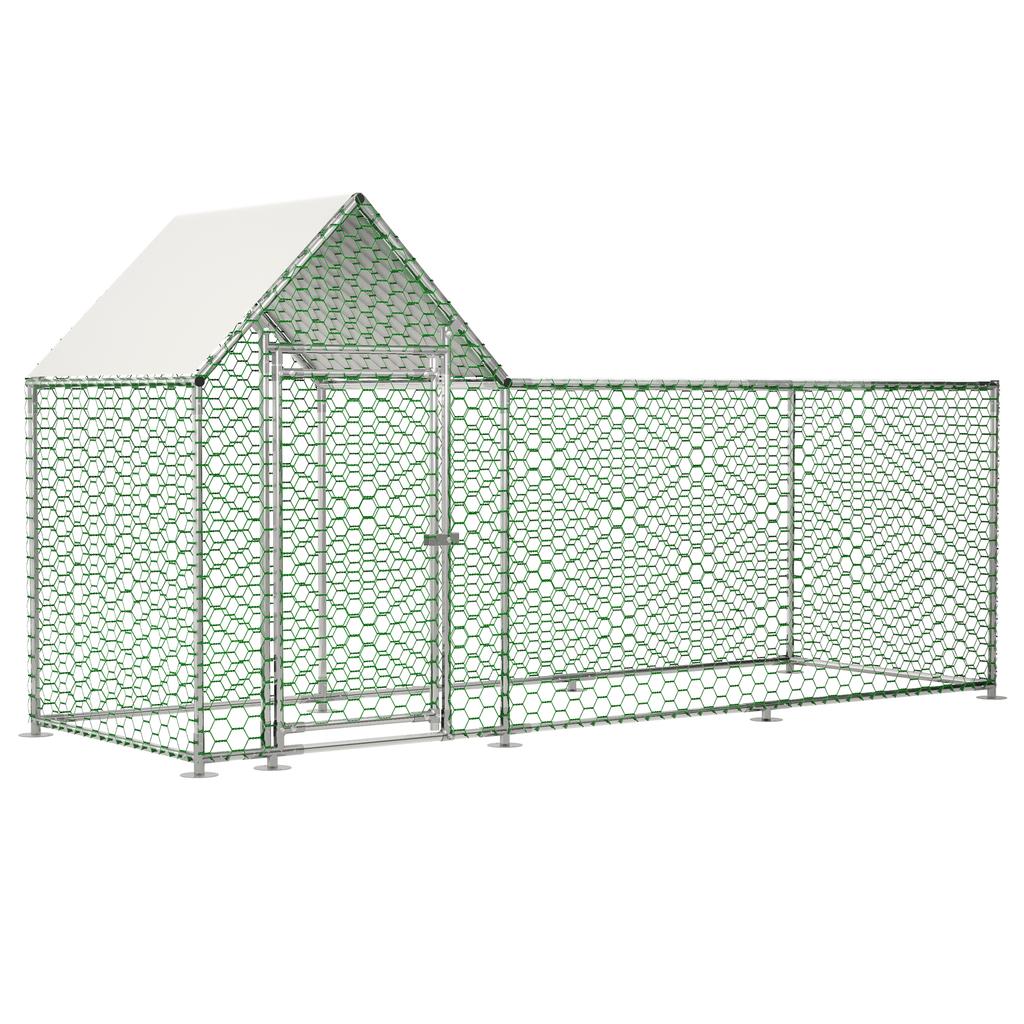 Corral para Pollos de Corral 3x1x1.5m con Cierre de Seguridad y Tela Impermeable de PE, Corral Metálico para Animales Pequeños para Pollos, Conejos y Animales
