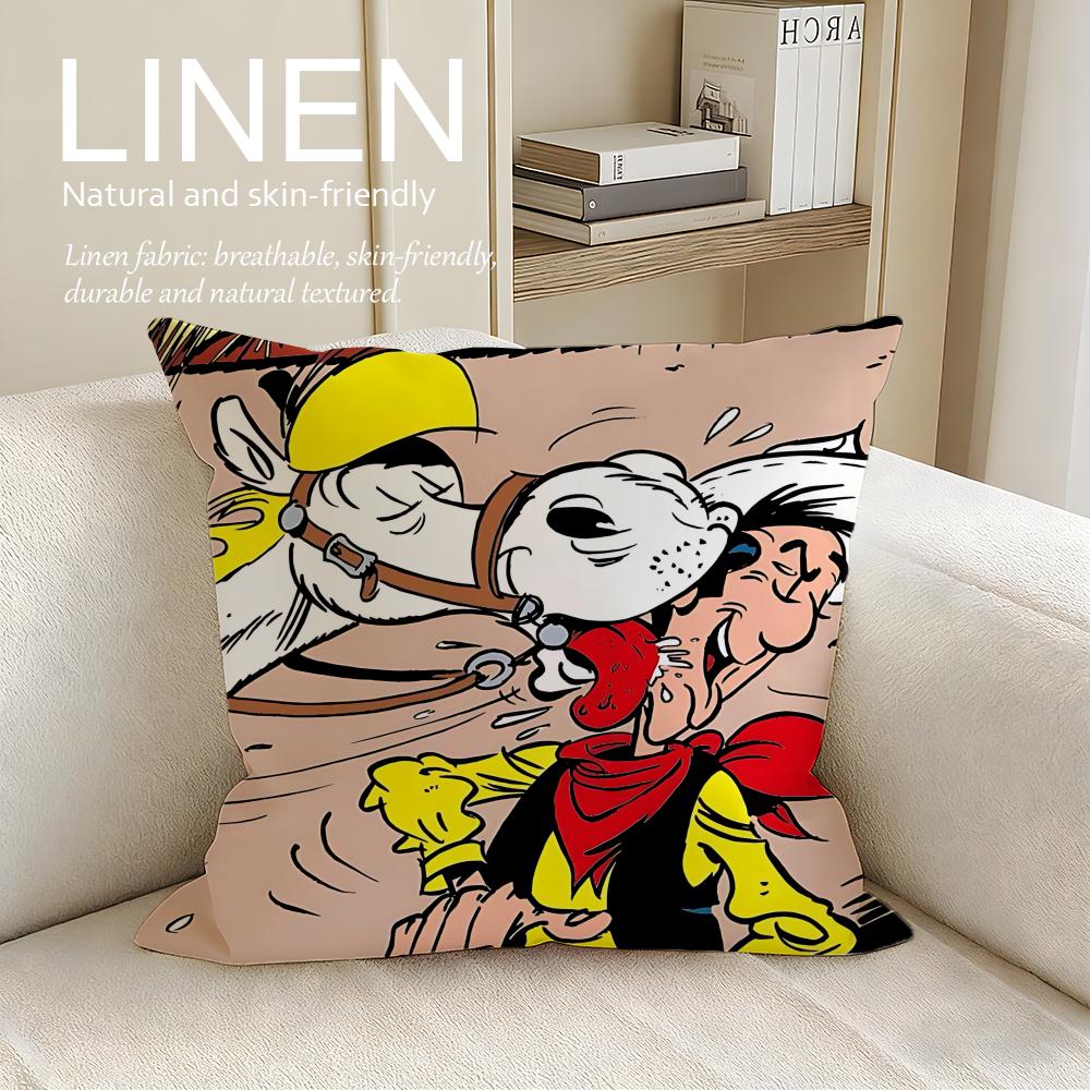 Cartoon Lucky Luke Cushion Cover Pillowcase Set Pcs x x Breathable Washable Sofa Cushion Cover