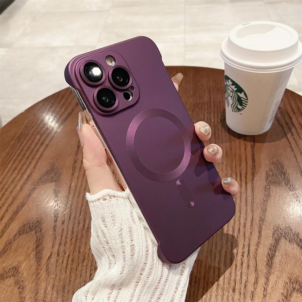 Applicable to Apple 15PROMAX borderless mobile phone case iPhone14 metallic paint magnetic heat dissipation 13 shell summer
