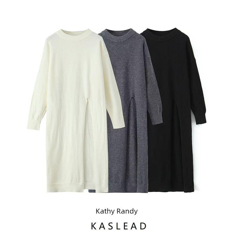 Kaslead New Arrival Women's Clothing Fashion Style Fashion Minimalist Fall and Winter Thickened Set Knitting Dress