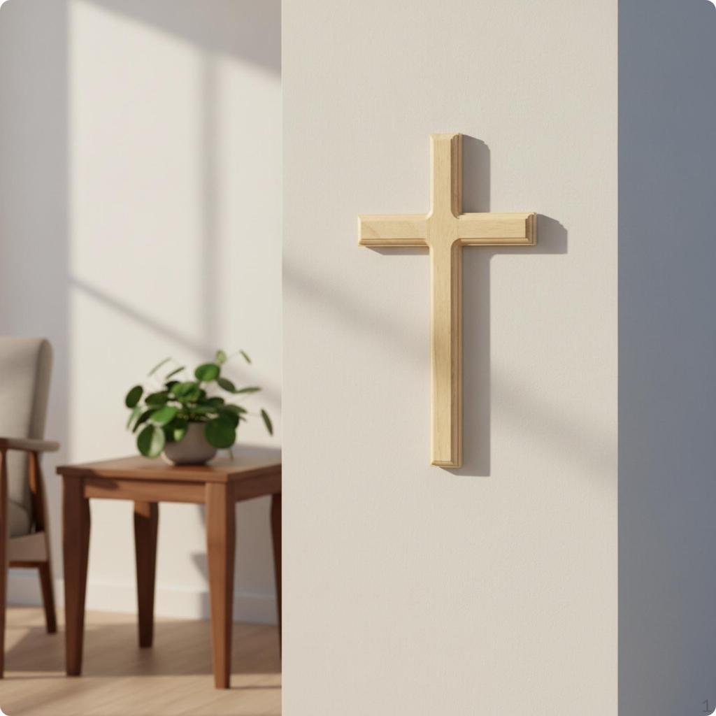 Wooden Wall Cross Smooth Polished Angled Edges 25CM Red