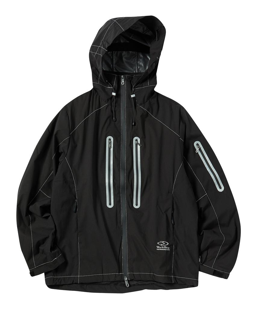 Travel Waterproof Zipper Hooded Jacket Black