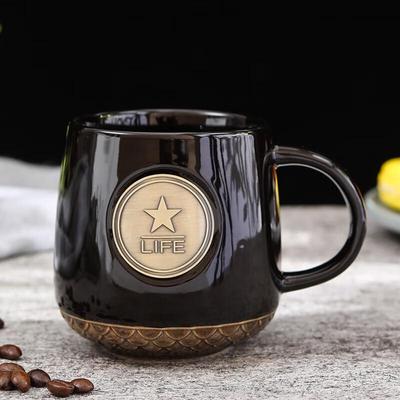 Cha Xun Classic Ceramic Mug with Bronze Accent