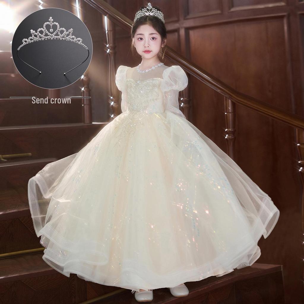 Girls' High-End Princess Dress for Flower Girl or Birthday & Piano Performance