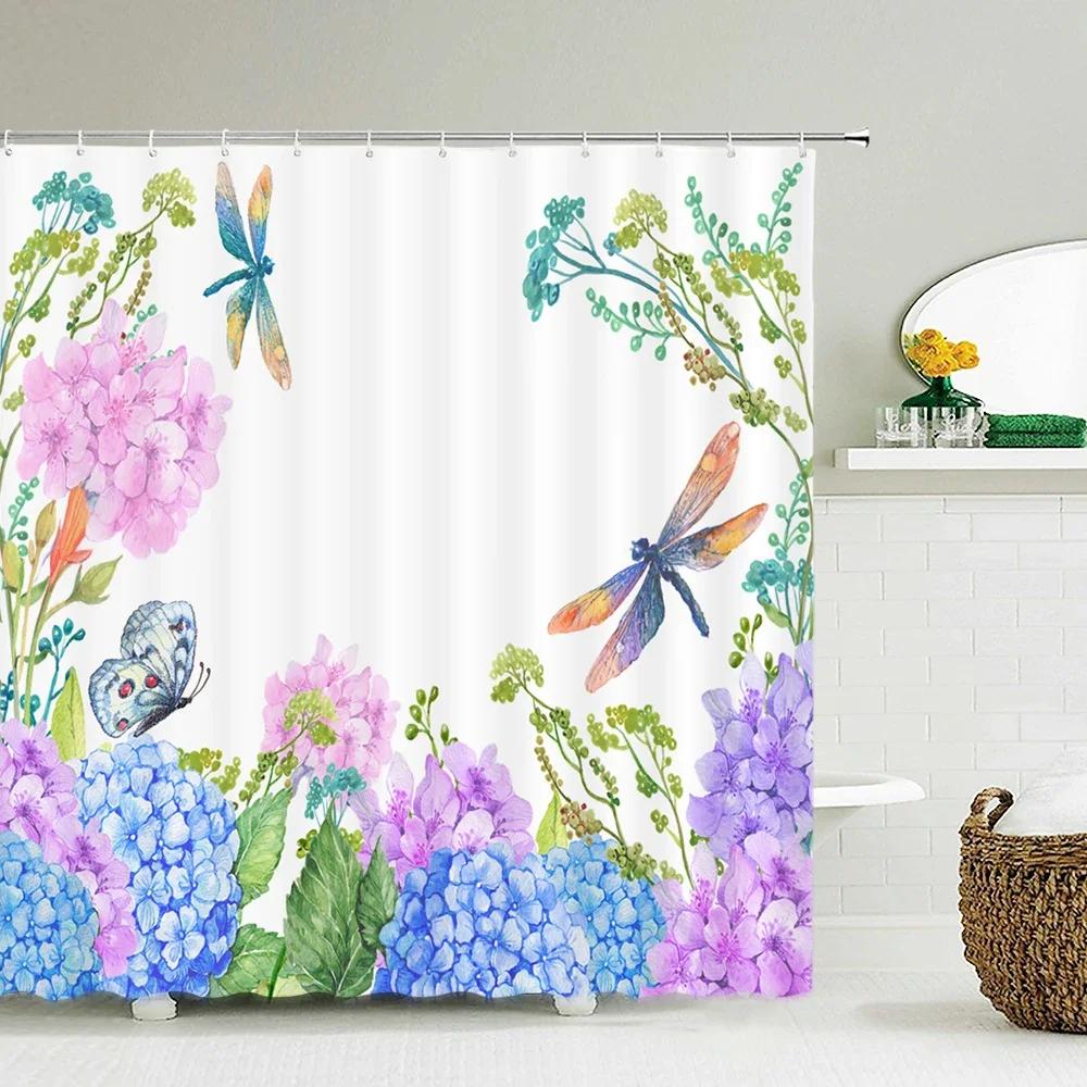 

Charming Floral Shower Curtain Set - Vibrant Tree, Birdcage & Flower Designs For Cozy Bathroom Dcor, Waterproof & Easy Care W60H190(CM)-1 Pcs