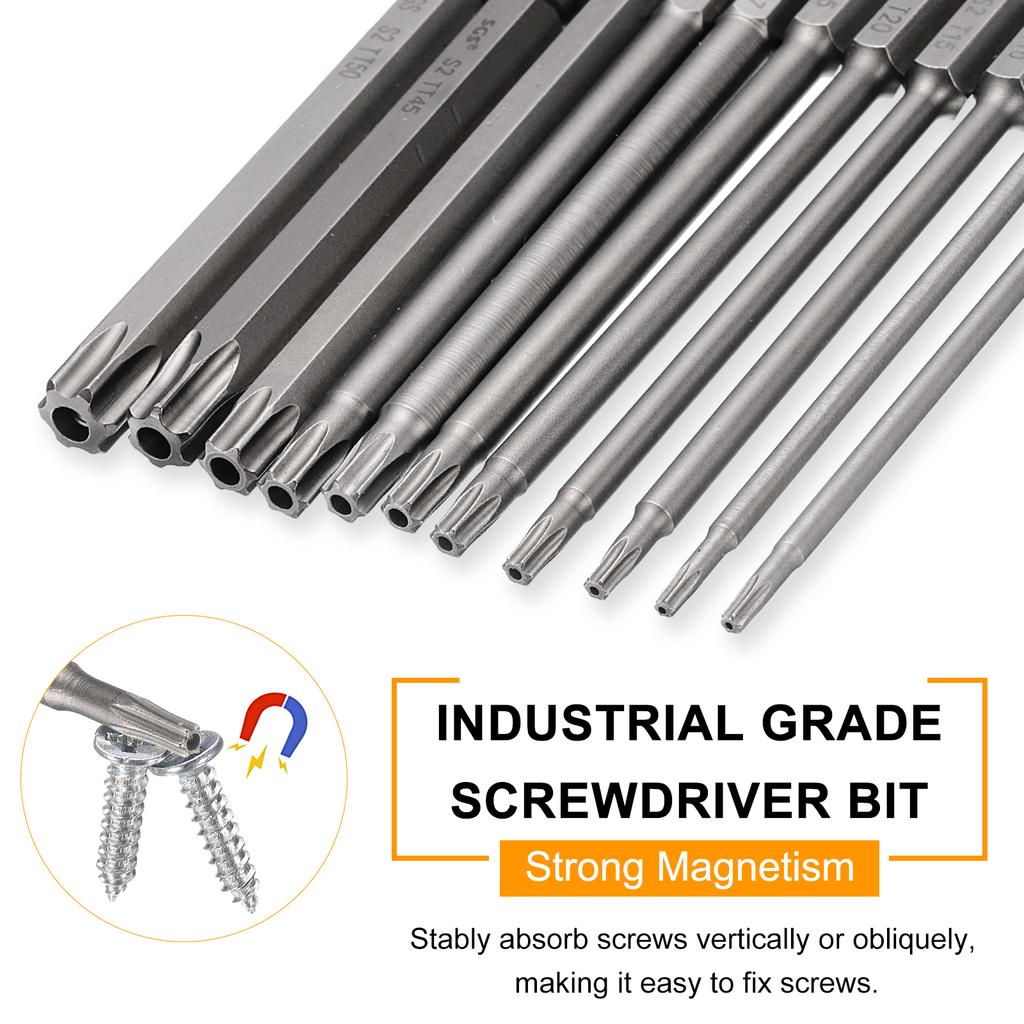 1/3/5pcs TT8-TT50 Security Torx Head Screwdriver Bit 100mm Long Magnetic Tamper Proof 6 Point Star Screw Driver Drill Bits