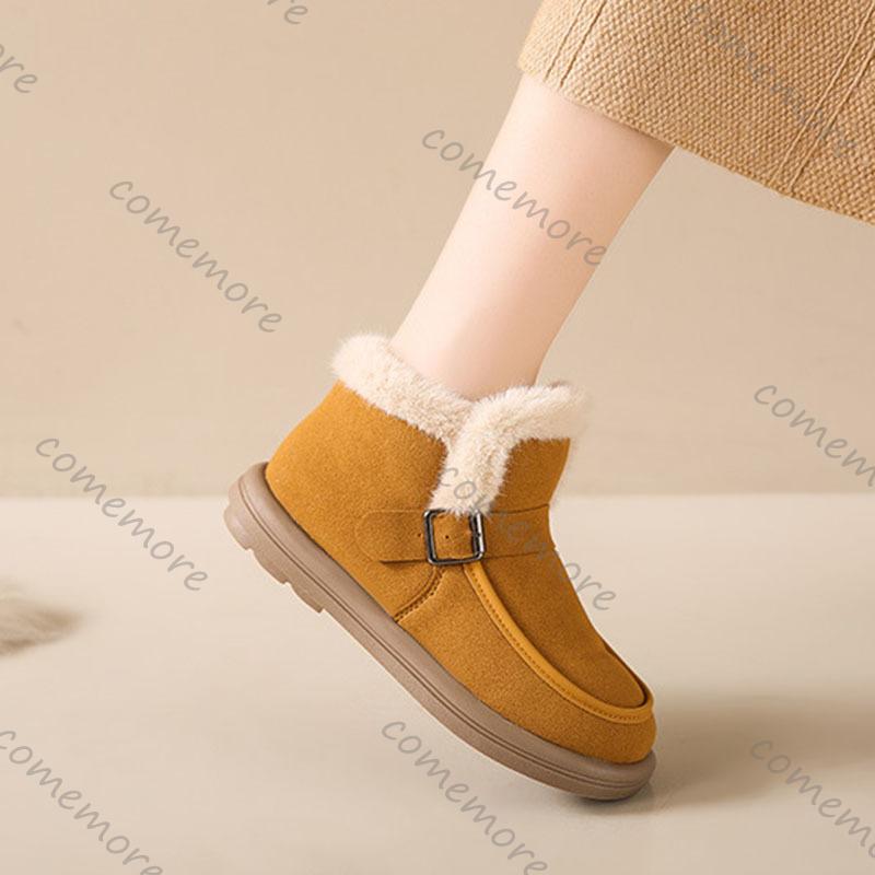 Fashion Comemore Fashionable New Plush Short Boots Comfortable Warm Soft Bottom Belt Buckle Women's Shoes Winter Women's Snow Boots