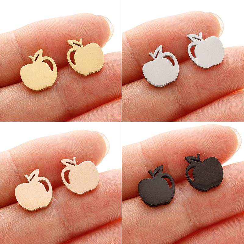 Fashionable Christmas Eve Sweet Apple Stud Earrings in Stainless Steel