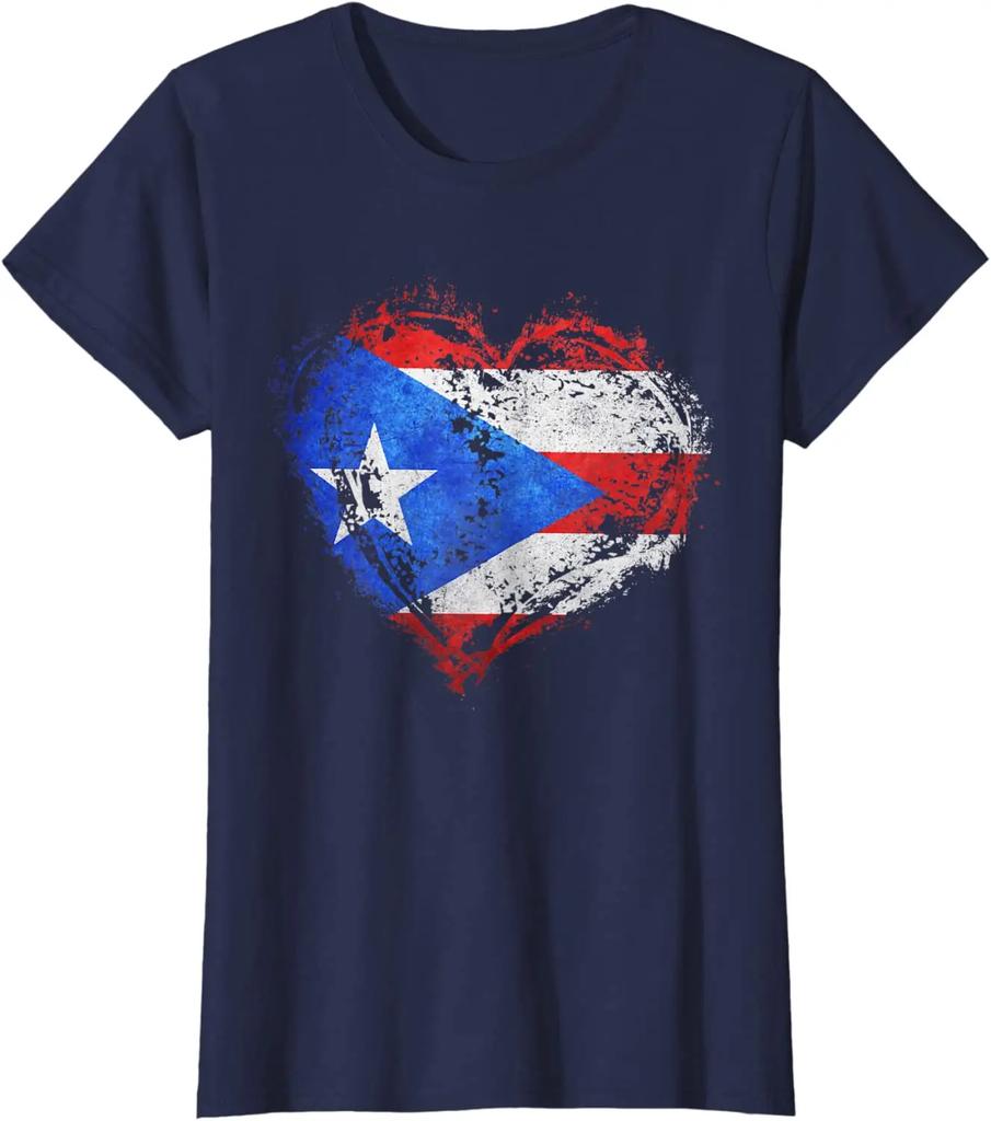 Puerto Rico Flag Imitates Old Love Heart Graphics TShirt 100 Cotton ONeck Summer Short Sleeve Casual Mens Tshirt Size S3XL