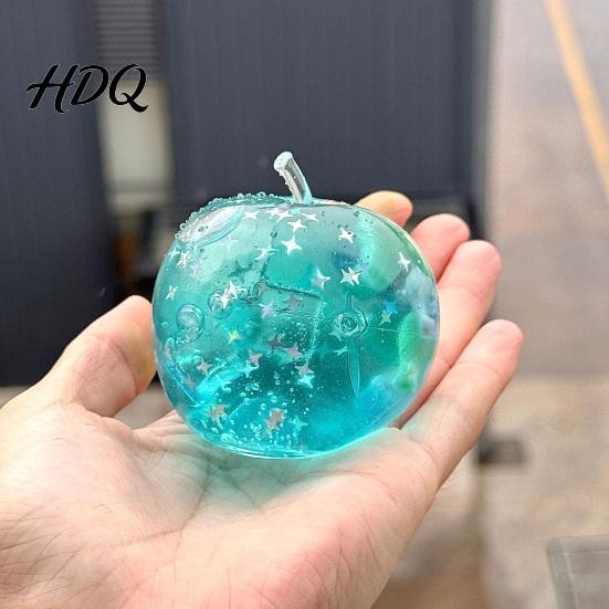 Ocean Seashells Stress Ball Fruit Squeeze Toy, Anxiety Relief Clear Star Sequins TPR Reliever Ball, Home Office Workers Hand Relaxation Sensory