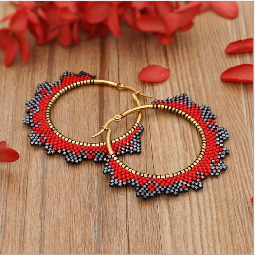 Big Circle Earrings  Exaggeration  Hand Woven  Measly  Originality  Bohemian Ethos  Female  Jewelry