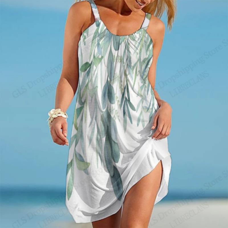 Sleeveless Strap Dress Beach Elegant Summer Letter Love Flower 3d Print Dress Sexy Bohemian Floral Dress Party Evening Dresses