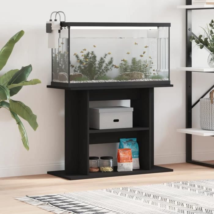 VidaXL Support pour aquarium noir 80x35x60 cm bois d'ingénierie 833576
