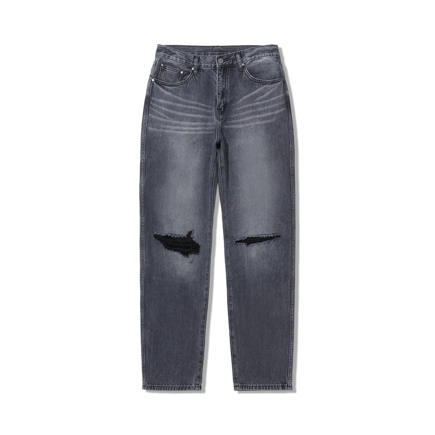 

Коллаборация Li Ning X Pleasures Серия скейтбордов Джинсы прямого кроя с молнией и эффектом стирки Мужские брюки Черный AJQU185-2 S