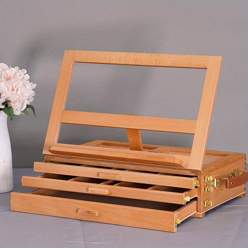 1 or 3 Layers 1pc Portable Wood Artist Painting Easel with Fold Down,drawer Can Store Brush&paint box,Outdoor Sketching Stand with Handle.