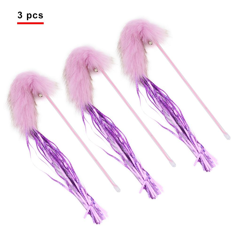 

3pcs Feather Tassel Cat Toy Interactive Pet Toys Kitten Play Scratch Cotton Cat Teaser